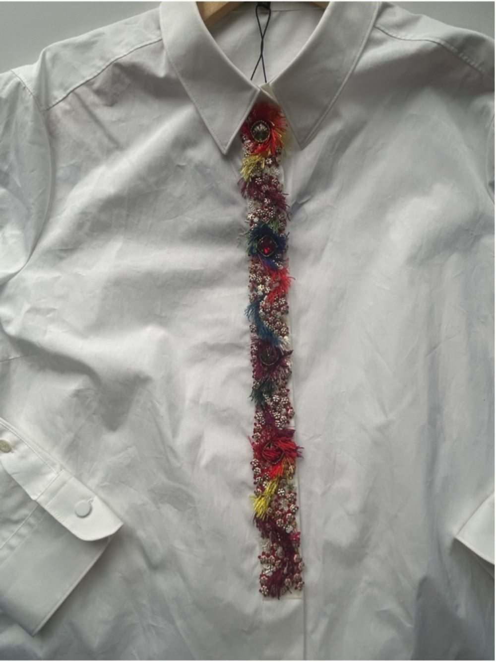new Escada Embellished White Button Front Blouse Size 46 large - Picture 6 of 11